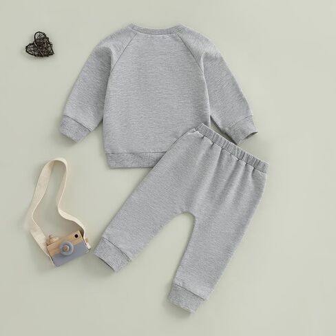Wztyyds Toddler Boy Fall Closey Dinosaur Guitar Embroidery Long Pullover Sweatshirt Pants مجموعات 2PCS الشتاء الزي الشتوي in Saudi Arabia