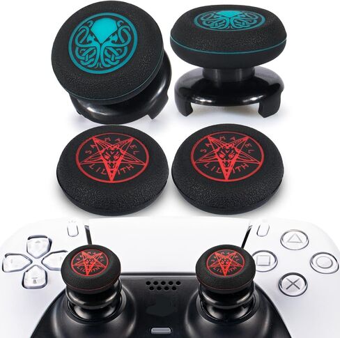 Playrealm FPS Thumbstick Extender & Printing Rubber Silicone Grip Cover 2 Sets for PS5 Dualsenese & PS4 Controller (Soccer) in Kuwait