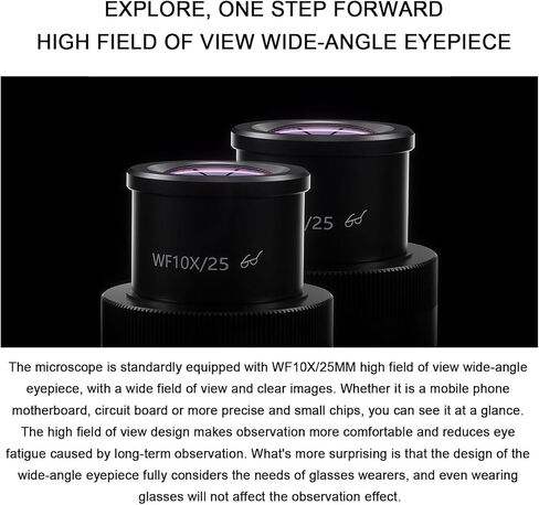 المجهر البيولوجي المحمول ， 7x-50x مجهر استريو ثنائي العينين ， مع محول CTV 0.45x/WF10X/25MM العدسة غير القابلة للتعديل ، 0.7x-5x التكبير المستمر ، للطلاب ، البالغين in Saudi Arabia
