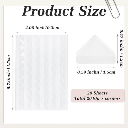 Mabor 2040Pcs Photo Corners for Scrapbooking, Self Adhesive Scrapbook Photo Corner Stickers, Clear Picture Mounting Corners Stickers for DIY Album Journal Memory Books in Saudi Arabia