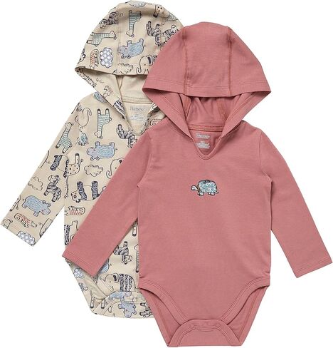 Hanes baby-girls Pure Comfort Long Sleeve Hoodie Bodysuits, Infant Bodysuits, Unisex, 3-pack in Saudi Arabia
