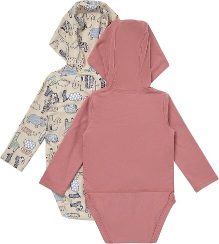 Hanes baby-girls Pure Comfort Long Sleeve Hoodie Bodysuits, Infant Bodysuits, Unisex, 3-pack in Saudi Arabia