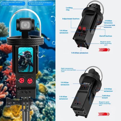 علبة الغوص من سبائك الألومنيوم لـ DJI Osmo Pocket 3 مع محول مغناطيسي ، مقاوم للماء إلى 80 متر in Kuwait