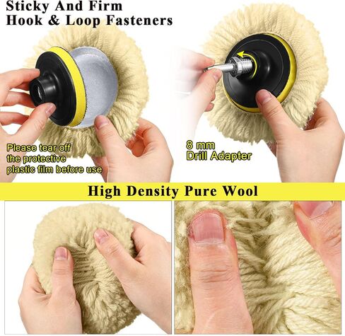 Tallew 6 Pcs Wool Buffing Polishing Pads Cutting Pads Hook Loop for Compound, Cutting and Polishing Car Backing Plate (8 Inch,Original Color) in Saudi Arabia