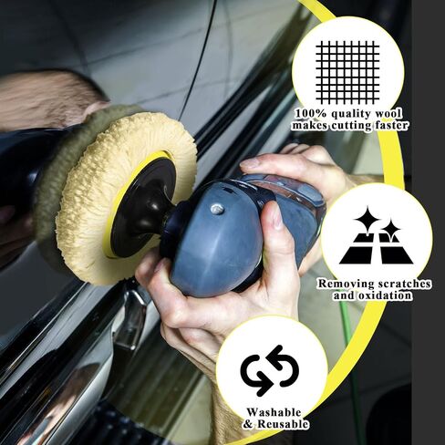 Tallew 6 Pcs Wool Buffing Polishing Pads Cutting Pads Hook Loop for Compound, Cutting and Polishing Car Backing Plate (8 Inch,Original Color) in Saudi Arabia
