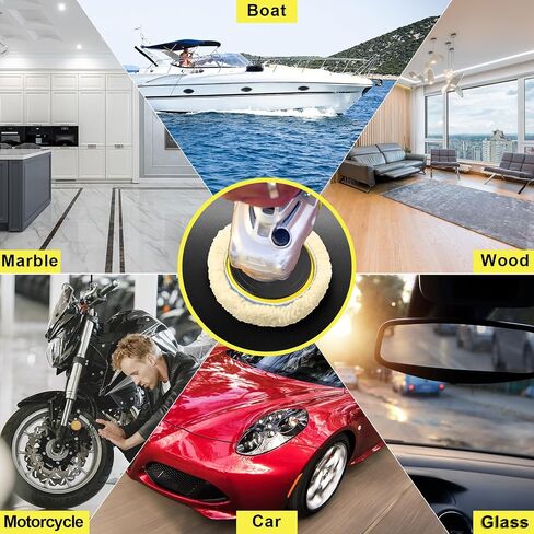 Tallew 6 Pcs Wool Buffing Polishing Pads Cutting Pads Hook Loop for Compound, Cutting and Polishing Car Backing Plate (8 Inch,Original Color) in Saudi Arabia