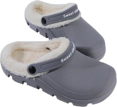 Garden Clogs Fuzzy for House : Women Men Warm Fur Lined Slippers for Winter Unisex Non-Slip Mules for Indoor Outdoor in Saudi Arabia
