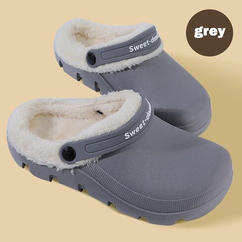 Garden Clogs Fuzzy for House : Women Men Warm Fur Lined Slippers for Winter Unisex Non-Slip Mules for Indoor Outdoor in Saudi Arabia