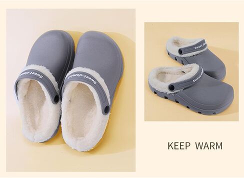 Garden Clogs Fuzzy for House : Women Men Warm Fur Lined Slippers for Winter Unisex Non-Slip Mules for Indoor Outdoor in Saudi Arabia
