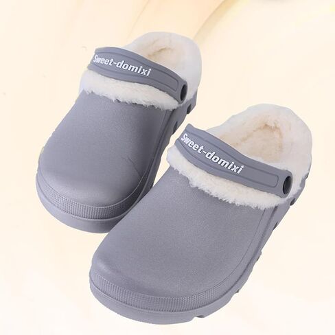 Garden Clogs Fuzzy for House : Women Men Warm Fur Lined Slippers for Winter Unisex Non-Slip Mules for Indoor Outdoor in Saudi Arabia