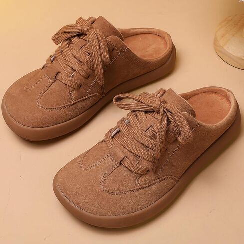 UBFEN Womens Slippers Outdoor Arch Support Mules Slipper Comfortable Lace up Indoor Warm Slip on House Shoes in Kuwait