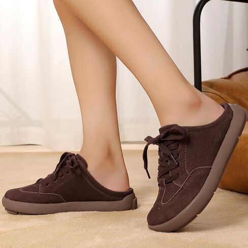UBFEN Womens Slippers Outdoor Arch Support Mules Slipper Comfortable Lace up Indoor Warm Slip on House Shoes in Kuwait