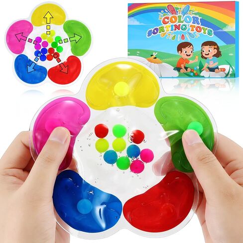 Color Sorting Toys Sensory Toys, Fine Motor Skills Matching Game for Toddlers, Quiet Travel Fidget Essential, Activities Educational Gift Montessori Toy for Kids Ages 3-5 Years As Gifts (Flower 2 Pc) in Saudi Arabia