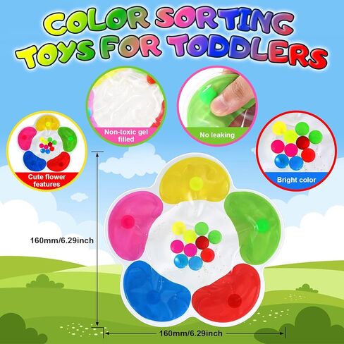 Color Sorting Toys Sensory Toys, Fine Motor Skills Matching Game for Toddlers, Quiet Travel Fidget Essential, Activities Educational Gift Montessori Toy for Kids Ages 3-5 Years As Gifts (Flower 2 Pc) in Saudi Arabia