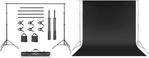 Neewer Photo Studio Backdrop Support System & 10x12FT/3x3.6M Polyester Collapsible Backdrop, 10ft/3m Wide 6.6ft/2m High Adjustable Photography Background Stand with 4 Crossbars 6 Clamps 2 Sandbags Bag in Saudi Arabia