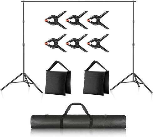 Neewer Photo Studio Backdrop Support System & 10x12FT/3x3.6M Polyester Collapsible Backdrop, 10ft/3m Wide 6.6ft/2m High Adjustable Photography Background Stand with 4 Crossbars 6 Clamps 2 Sandbags Bag in Saudi Arabia