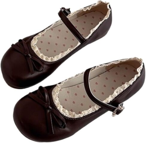 ZQW Cute Lolita Lace Mary Jane Shoes for Women Round Toe Bow Flats Sweet Kawaii Y2K Casual Walking Comfy Dressy Office in Saudi Arabia