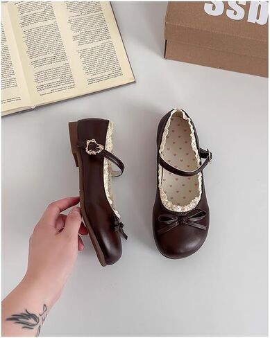 ZQW Cute Lolita Lace Mary Jane Shoes for Women Round Toe Bow Flats Sweet Kawaii Y2K Casual Walking Comfy Dressy Office in Saudi Arabia