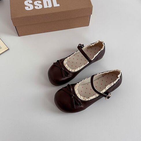 ZQW Cute Lolita Lace Mary Jane Shoes for Women Round Toe Bow Flats Sweet Kawaii Y2K Casual Walking Comfy Dressy Office in Saudi Arabia