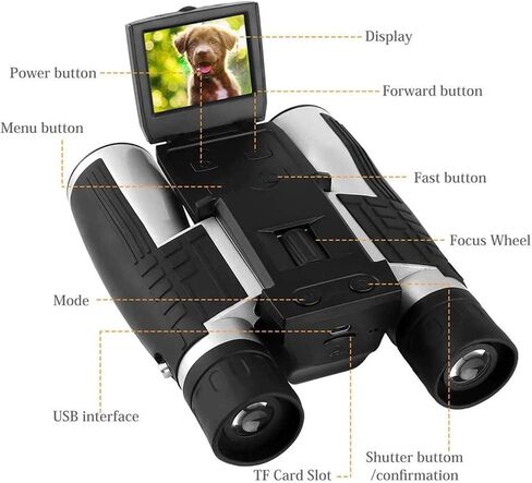 Portable Telescope,Monocular Telescope, 12x32mm Binoculars, 1080p HD Digital Telescope Binocular Camera with Built-in Digital Camera for Adult and Travel, Bird W in Saudi Arabia