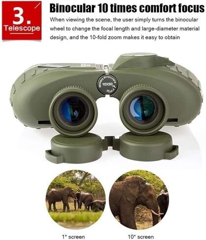 Portable Telescope,Monocular Telescope, Binoculars 10x50 Binoculars with Compass Coordinates Waterproof Anti-Fog Range High-Definition Low-Light FMC Broadban in Saudi Arabia