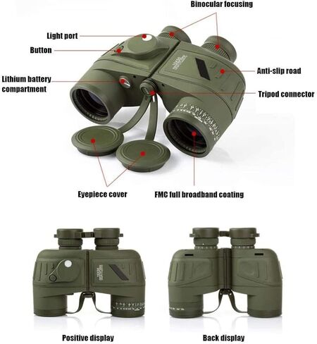 Portable Telescope,Monocular Telescope, Binoculars 10x50 Binoculars with Compass Coordinates Waterproof Anti-Fog Range High-Definition Low-Light FMC Broadban in Saudi Arabia