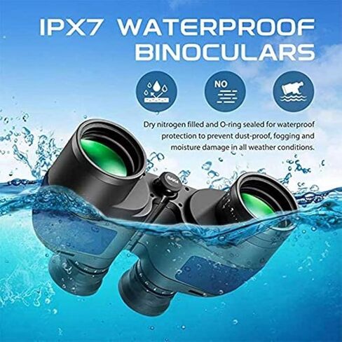Portable Telescope,Monocular Telescope, 10X50 Binoculars for Adults Binoculars Waterproof Fogproof with Compass Rangefinder BAK4 Prism Lens for Water Sports, in Saudi Arabia