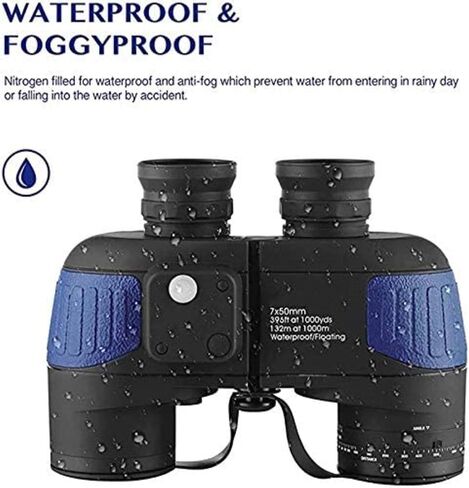 Portable Telescope,Monocular Telescope, 10X50 Binoculars for Adults Binoculars Waterproof Fogproof with Compass Rangefinder BAK4 Prism Lens for Water Sports, in Saudi Arabia