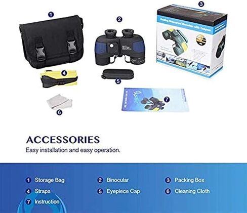 Portable Telescope,Monocular Telescope, 10X50 Binoculars for Adults Binoculars Waterproof Fogproof with Compass Rangefinder BAK4 Prism Lens for Water Sports, in Saudi Arabia