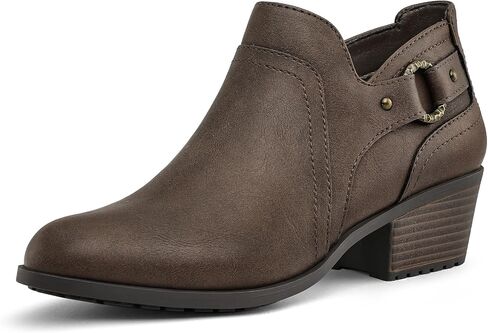 mysoft Women's Side Zipper Ankle Boots Low Stacked Heel Chunky Booties Comfortable Round Toe shoes in Saudi Arabia