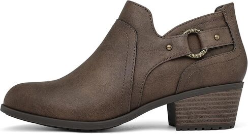 mysoft Women's Side Zipper Ankle Boots Low Stacked Heel Chunky Booties Comfortable Round Toe shoes in Saudi Arabia