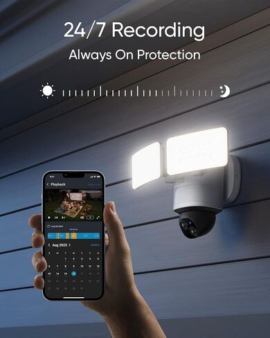 eufy Security Camera Floodlight Camera E340 Wired with Smart Display E10. Security Camera Outdoor, 360° PTZ, 24/7 Recording, 2000 LM, Motion Detection, Built-in Siren, Dual Cam, No Monthly Fee in Saudi Arabia