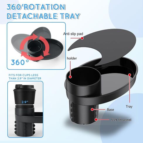 Car Seat Snack Tray Cup Holder 2.5-2.8in Travel Table Road Trip | (Blue)car seat travel snack tray, fits cup holders 2.5-2.8 inch, road trip table, easy clean, portable convenience in Saudi Arabia