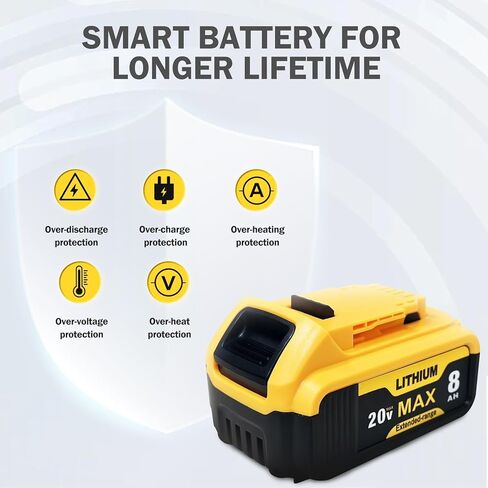 بطارية 8000 مللي أمبير في الساعة لبطارية DeWalt 20v Max بطارية ضخمة حزمة بطارية DeWalt 20 Volt Lithium-ion DCB200 DCB203 DCB206 DCB207 in Kuwait