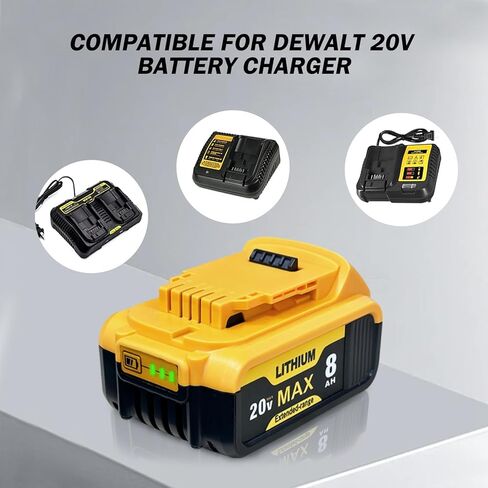 بطارية 8000 مللي أمبير في الساعة لبطارية DeWalt 20v Max بطارية ضخمة حزمة بطارية DeWalt 20 Volt Lithium-ion DCB200 DCB203 DCB206 DCB207 in Kuwait