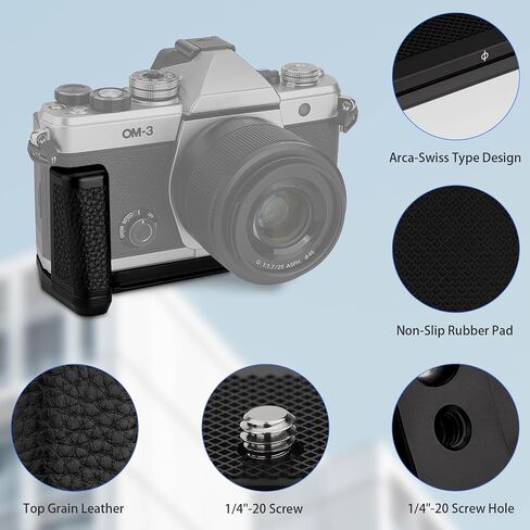 Haoge HG-OM3 Camera Bracket Holder Hand Grip for OM System OM-3 fit Arca Swiss Kirk RRS Benro Quick Release Plate in Saudi Arabia