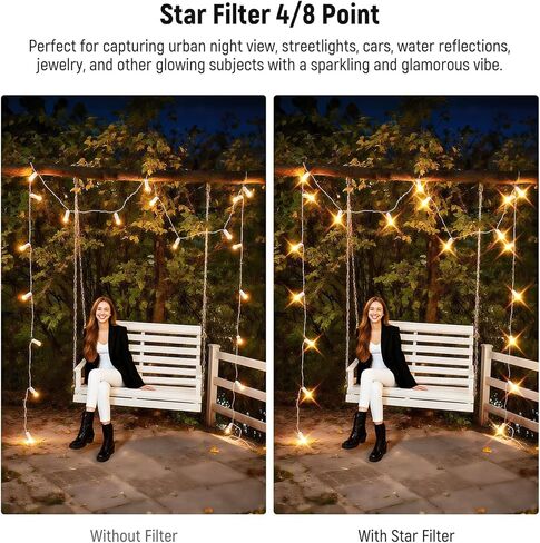 Neewer 72mm Filter Star Filter 4/8 Point و Multicoated Cross Cross Cross Cross Starburst Camera Camera Filter ، Frame Slim Metal و 3x Cleaning Cloth for Night Photography Jewelry Architecture in Kuwait