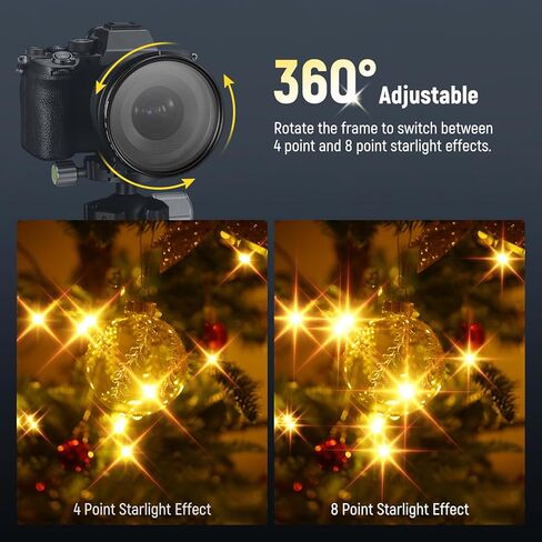 Neewer 72mm Filter Star Filter 4/8 Point و Multicoated Cross Cross Cross Cross Starburst Camera Camera Filter ، Frame Slim Metal و 3x Cleaning Cloth for Night Photography Jewelry Architecture in Kuwait