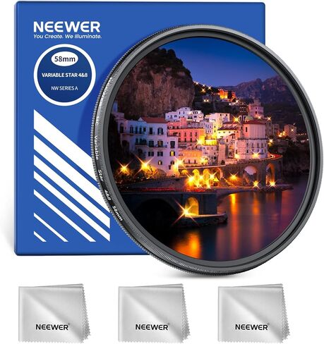 Neewer 72mm Filter Star Filter 4/8 Point و Multicoated Cross Cross Cross Cross Starburst Camera Camera Filter ، Frame Slim Metal و 3x Cleaning Cloth for Night Photography Jewelry Architecture in Kuwait