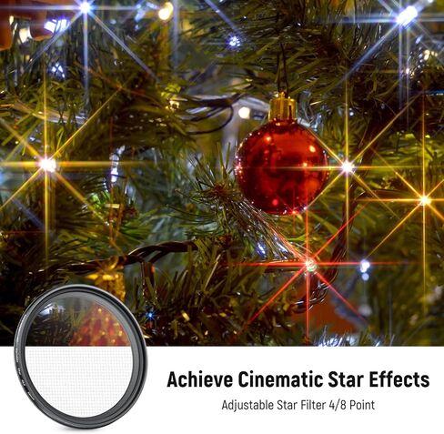 Neewer 72mm Filter Star Filter 4/8 Point و Multicoated Cross Cross Cross Cross Starburst Camera Camera Filter ، Frame Slim Metal و 3x Cleaning Cloth for Night Photography Jewelry Architecture in Kuwait