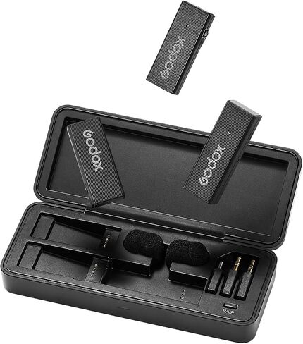 GODOX MoveLink Mini Wireless Mic (2 TX+1 RX+Charging Case), 100m(328ft) Range Wireless Microphones, 2.4GHz Noise Cancelling Mic, Wireless Lavalier Microphone for Record Interview, Vlogs （Type-C） in Saudi Arabia