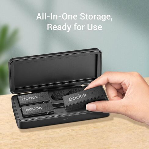 GODOX MoveLink Mini Wireless Mic (2 TX+1 RX+Charging Case), 100m(328ft) Range Wireless Microphones, 2.4GHz Noise Cancelling Mic, Wireless Lavalier Microphone for Record Interview, Vlogs （Type-C） in Saudi Arabia