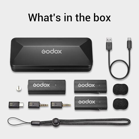 GODOX MoveLink Mini Wireless Mic (2 TX+1 RX+Charging Case), 100m(328ft) Range Wireless Microphones, 2.4GHz Noise Cancelling Mic, Wireless Lavalier Microphone for Record Interview, Vlogs （Type-C） in Saudi Arabia