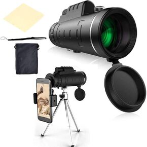 40 × 60 تلسكوب أحادي التكبير مع غطاء الغبار لمراقبة الطيور والصيد والتخييم - ترايبود الهاتف الذكي ومقطع in Kuwait