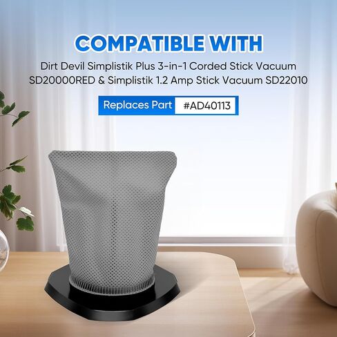 Smilefil 4-Pack F113 HEPA Filters Compatible with Dirt Devil Simplistik Plus 3-in-1 Corded Stick Vac SD20000RED & SD22010, Replaces Part #AD40113 in Kuwait