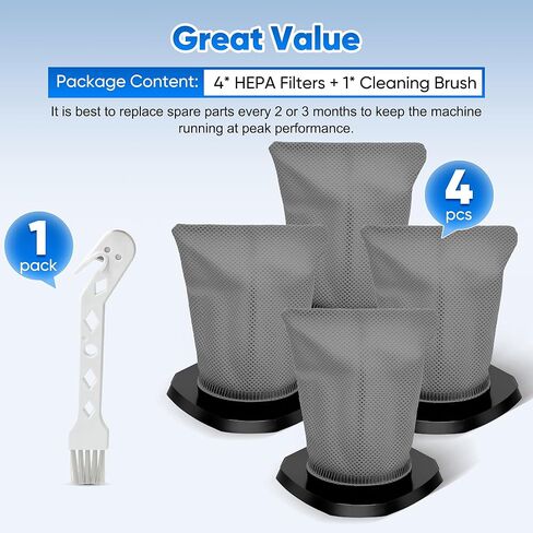 Smilefil 4-Pack F113 HEPA Filters Compatible with Dirt Devil Simplistik Plus 3-in-1 Corded Stick Vac SD20000RED & SD22010, Replaces Part #AD40113 in Kuwait