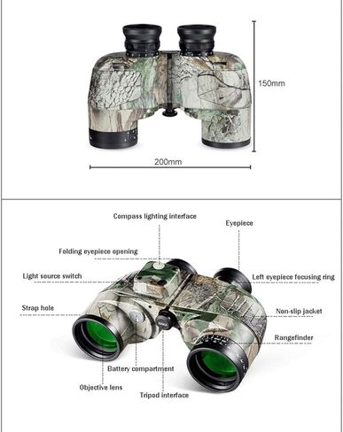 تلسكوب محمول ، تلسكوب أحادي ، 10 × 50 مناظير بحرية للبالغين ، مناظير مع المدى المليء بالماء المليئة بالنيتروجين بوصلة BAK4 FMC PRISM لمشاهدة الطيور in Kuwait