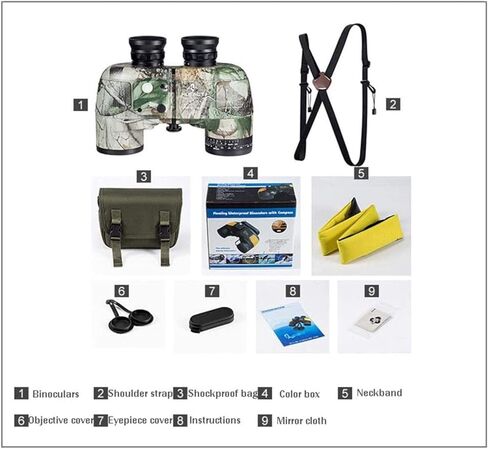 تلسكوب محمول ، تلسكوب أحادي ، 10 × 50 مناظير بحرية للبالغين ، مناظير مع المدى المليء بالماء المليئة بالنيتروجين بوصلة BAK4 FMC PRISM لمشاهدة الطيور in Kuwait