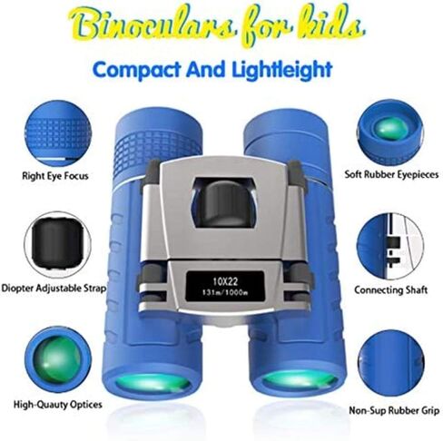 Portable Monocular Telescope, 10×22 Compact Shock Proof Binoculars for Kids, Best s for 3-12 Year Old Boys Girls, Blue in Saudi Arabia