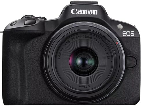 Canon EOS R50 Mirrorless Camera (أسود) مع RF-S 18-45mm F4.5-6.3 هي حزمة STM Lens 5811C012 مع حقيبة التصوير الفوتوغرافي DECO + 2 بطارية + ترايبود + علامات زاوية واسعة in Kuwait
